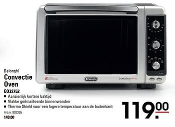 Aanbiedingen Delonghi convectie oven eo32752 - Delonghi - Geldig van 18/05/2017 tot 29/05/2017 bij Sligro