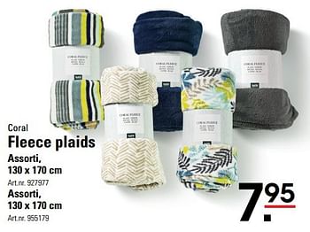 Aanbiedingen Fleece plaids assorti - Coral - Geldig van 18/05/2017 tot 29/05/2017 bij Sligro