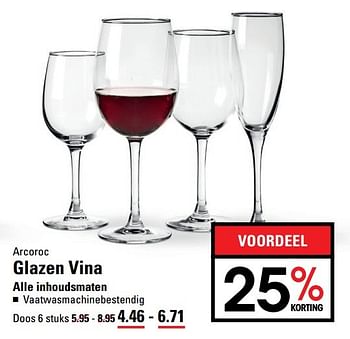 Aanbiedingen Glazen vina alle inhoudsmaten - Arcoroc - Geldig van 18/05/2017 tot 29/05/2017 bij Sligro