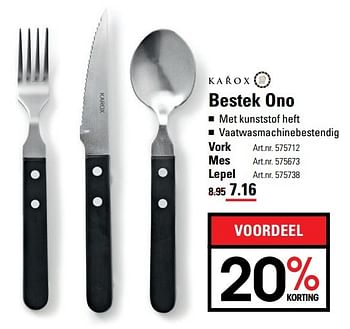 Aanbiedingen Bestek ono vork - KAROX - Geldig van 18/05/2017 tot 29/05/2017 bij Sligro