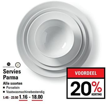 Aanbiedingen Servies parma - Intermezzo - Geldig van 18/05/2017 tot 29/05/2017 bij Sligro