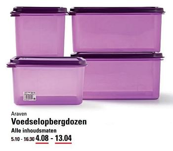 Aanbiedingen Voedselopbergdozen - Araven - Geldig van 18/05/2017 tot 29/05/2017 bij Sligro