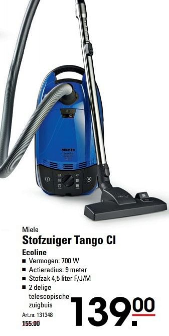 Aanbiedingen Stofzuiger tango ci ecoline - Miele - Geldig van 18/05/2017 tot 29/05/2017 bij Sligro