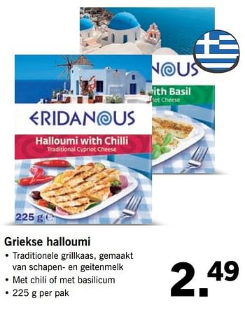 Aanbiedingen Griekse halloumi - Eridanous - Geldig van 21/05/2017 tot 27/05/2017 bij Lidl