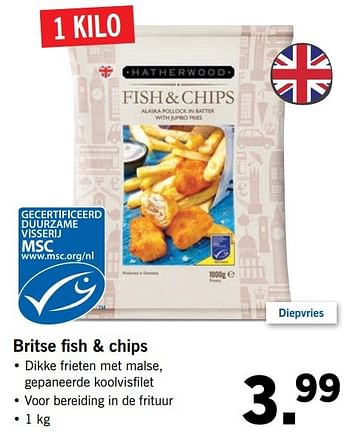 Aanbiedingen Britse fish + chips - Hatherwood - Geldig van 21/05/2017 tot 27/05/2017 bij Lidl