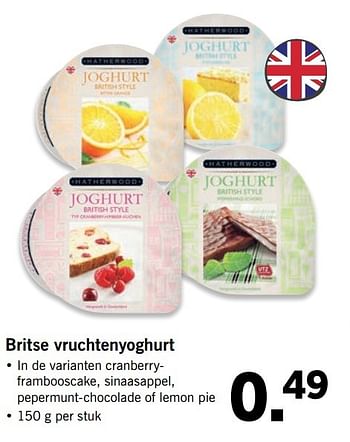 Aanbiedingen Britse vruchtenyoghurt - Hatherwood - Geldig van 21/05/2017 tot 27/05/2017 bij Lidl