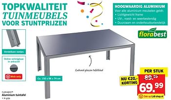 Aanbiedingen Aluminium tuintafel - Flora  Best - Geldig van 21/05/2017 tot 27/05/2017 bij Lidl