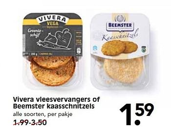 Aanbiedingen Vivera vleesvervangers of beemster kaasschnitzels - Vivera - Geldig van 21/05/2017 tot 27/05/2017 bij Em-té