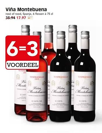 Aanbiedingen Viña montebuena - Rode wijnen - Geldig van 21/05/2017 tot 27/05/2017 bij Em-té