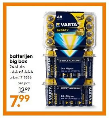 Aanbiedingen Batterijen big box - Varta - Geldig van 20/05/2017 tot 31/05/2017 bij Blokker