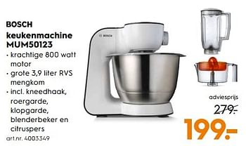 Aanbiedingen Bosch keukenmachine mum50123 - Bosch - Geldig van 20/05/2017 tot 31/05/2017 bij Blokker