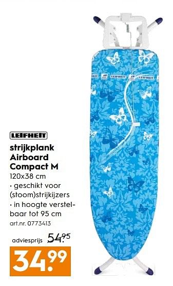 Aanbiedingen Strijkplank airboard compact m - Leifheit - Geldig van 20/05/2017 tot 31/05/2017 bij Blokker
