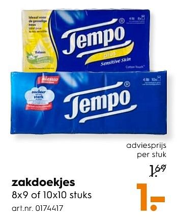 Aanbiedingen Zakdoekjes - Tempo - Geldig van 20/05/2017 tot 31/05/2017 bij Blokker
