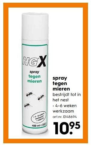 Aanbiedingen Spray tegen mieren - HG - Geldig van 20/05/2017 tot 31/05/2017 bij Blokker