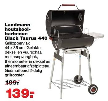 Aanbiedingen Landmann houtskoolbarbecue black taurus 440 - Landmann - Geldig van 22/05/2017 tot 31/05/2017 bij Praxis