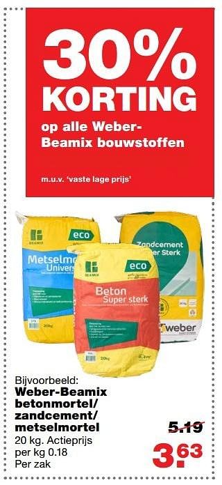 Aanbiedingen Weber-beamix betonmortel- zandcement- metselmortel - Beamix - Geldig van 22/05/2017 tot 31/05/2017 bij Praxis