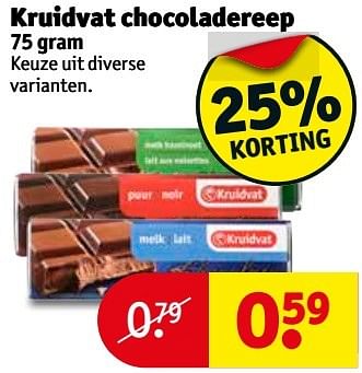 Aanbiedingen Kruidvat chocoladereep - Huismerk - Kruidvat - Geldig van 23/05/2017 tot 28/05/2017 bij Kruidvat