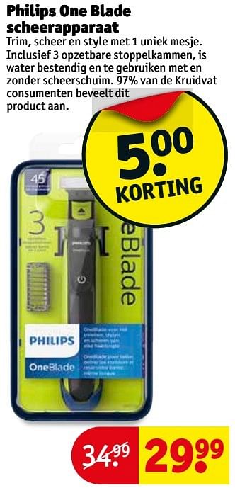 Aanbiedingen Philips one blade scheerapparaat - Philips - Geldig van 23/05/2017 tot 28/05/2017 bij Kruidvat