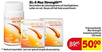 Aanbiedingen Max strength maandverpakking - XL-S Medical - Geldig van 23/05/2017 tot 28/05/2017 bij Kruidvat