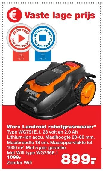 Aanbiedingen Worx landroid robotgrasmaaier* - Worx - Geldig van 22/05/2017 tot 31/05/2017 bij Praxis