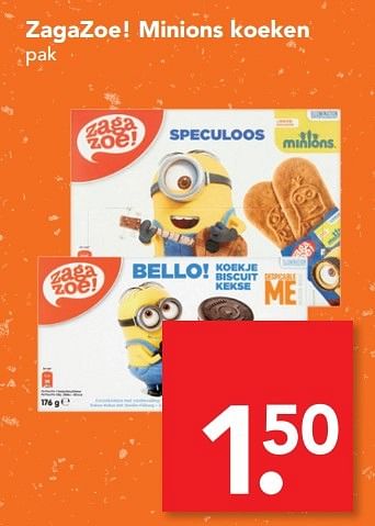 Aanbiedingen Zagazoe! minions koeken - Minions - Geldig van 21/05/2017 tot 27/05/2017 bij Deen Supermarkten