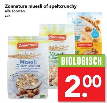 Aanbiedingen Zonnatura muesli of speltcrunchy - Zonnatura - Geldig van 21/05/2017 tot 27/05/2017 bij Deen Supermarkten