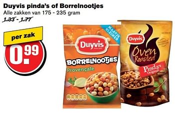 Aanbiedingen Duyvis pinda`s of borrelnootjes - Duyvis - Geldig van 24/05/2017 tot 30/05/2017 bij Hoogvliet