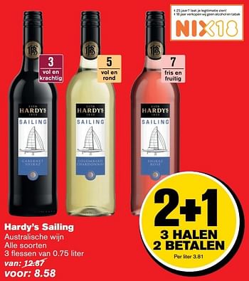 Aanbiedingen Hardy`s sailing - Rode wijnen - Geldig van 24/05/2017 tot 30/05/2017 bij Hoogvliet