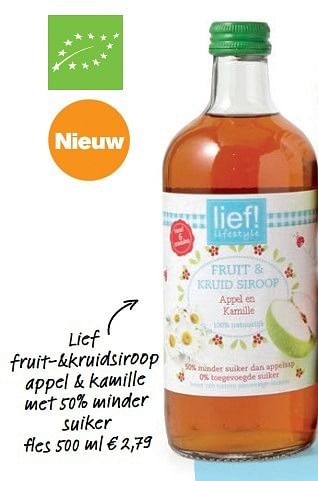 Aanbiedingen Lief fruit-+kruidsiroop appel + kamille - Lief! - Geldig van 24/05/2017 tot 30/05/2017 bij Hoogvliet