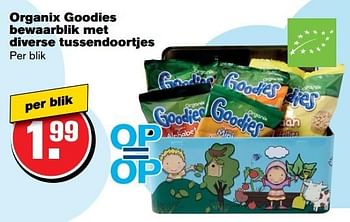 Aanbiedingen Organix goodies bewaarblik met diverse tussendoortjes - Organix - Geldig van 24/05/2017 tot 30/05/2017 bij Hoogvliet