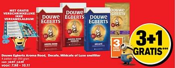 Aanbiedingen Douwe egberts aroma rood, decafe, mildcafe of luxe snelfilter - Douwe Egberts - Geldig van 24/05/2017 tot 30/05/2017 bij Hoogvliet