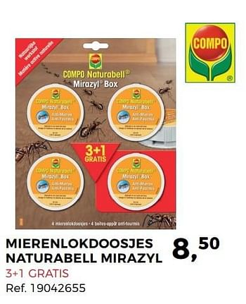 Aanbiedingen Mierenlokdoosjes naturabell mirazyl - Compo - Geldig van 30/05/2017 tot 27/06/2017 bij Supra Bazar