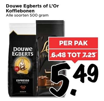 Aanbiedingen Douwe egberts of l`or koffiebonen - Douwe Egberts - Geldig van 28/05/2017 tot 03/06/2017 bij Vomar