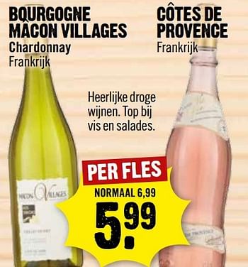 Aanbiedingen Bourgogne macon villages chardonnay frankrijk - Witte wijnen - Geldig van 28/05/2017 tot 03/06/2017 bij Dirk III