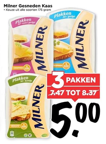 Aanbiedingen Milner gesneden kaas - Milner - Geldig van 28/05/2017 tot 03/06/2017 bij Vomar