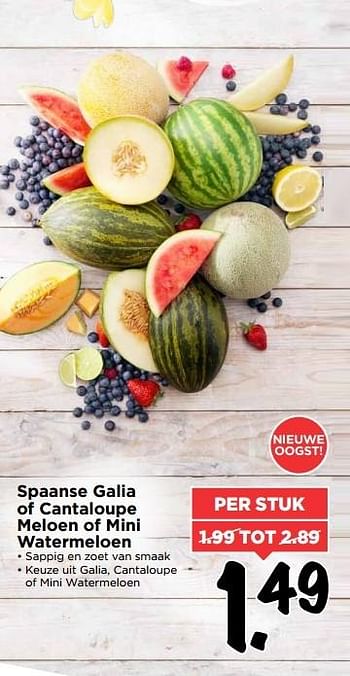 Aanbiedingen Spaanse galia of cantaloupe meloen of mini watermeloen - Huismerk Vomar - Geldig van 28/05/2017 tot 03/06/2017 bij Vomar