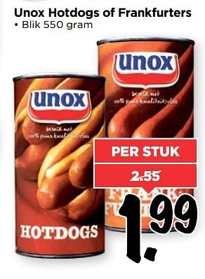 Aanbiedingen Unox hotdogs of frankfurters - Unox - Geldig van 28/05/2017 tot 03/06/2017 bij Vomar
