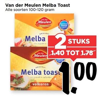 Aanbiedingen Van der meulen melba toast - Van der Meulen - Geldig van 28/05/2017 tot 03/06/2017 bij Vomar