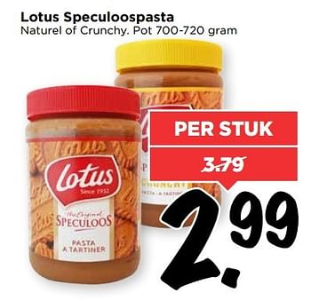 Aanbiedingen Lotus speculoospasta - Lotus Bakeries - Geldig van 28/05/2017 tot 03/06/2017 bij Vomar