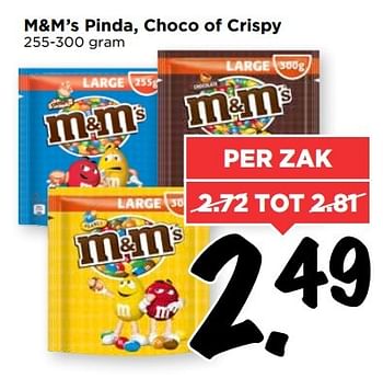 Aanbiedingen M+m`s pinda, choco of crispy - M&amp;M', s - Geldig van 28/05/2017 tot 03/06/2017 bij Vomar