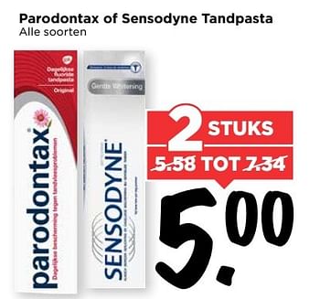 Aanbiedingen Parodontax of sensodyne tandpasta - Parodontax - Geldig van 28/05/2017 tot 03/06/2017 bij Vomar