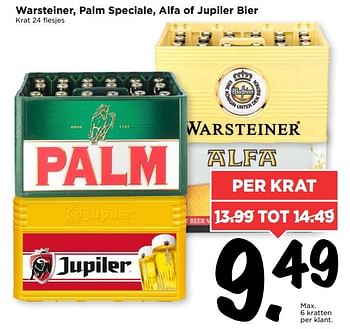 Aanbiedingen Warsteiner, palm speciale, alfa of jupiler bier - Alfa - Geldig van 28/05/2017 tot 03/06/2017 bij Vomar