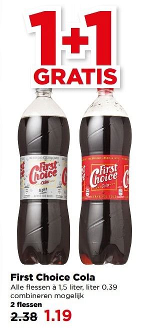 Aanbiedingen First choice cola - First choice - Geldig van 28/05/2017 tot 03/06/2017 bij Plus
