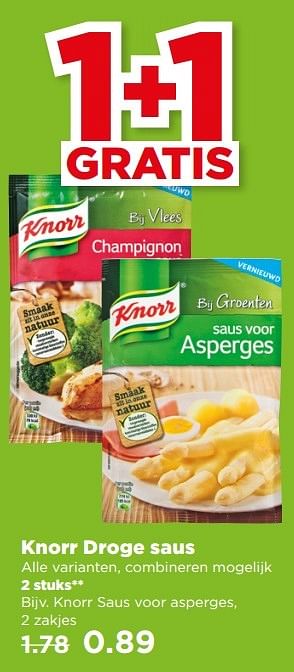 Aanbiedingen Knorr saus voor asperges - Knorr - Geldig van 28/05/2017 tot 03/06/2017 bij Plus