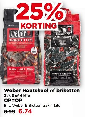 Aanbiedingen Weber houtskool of briketten - Weber - Geldig van 28/05/2017 tot 03/06/2017 bij Plus