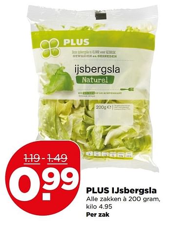 Aanbiedingen Plus ijsbergsla - Huismerk - Plus - Geldig van 28/05/2017 tot 03/06/2017 bij Plus