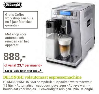 Aanbiedingen Delonghi volautomaat espressomachine etam36365m - Delonghi - Geldig van 22/05/2017 tot 04/06/2017 bij BCC