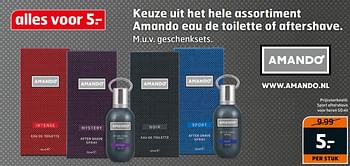 Aanbiedingen Sport aftershave voor heren - Amando - Geldig van 23/05/2017 tot 04/06/2017 bij Trekpleister
