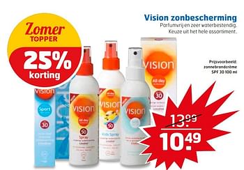 Aanbiedingen Zonnebrandcrème spf 30 - Vision - Geldig van 23/05/2017 tot 04/06/2017 bij Trekpleister