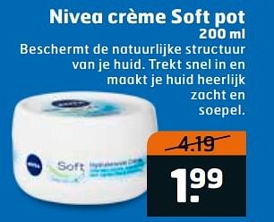 Aanbiedingen Nivea crème soft pot - Nivea - Geldig van 23/05/2017 tot 04/06/2017 bij Trekpleister
